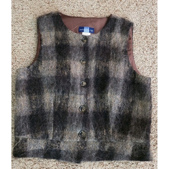 Pursuits, ltd. Jackets & Blazers - Pursuit Ltd.‎ Mohair Wool Vest Womens 12  USA Authentic Rugged Wear Plaid Nylon